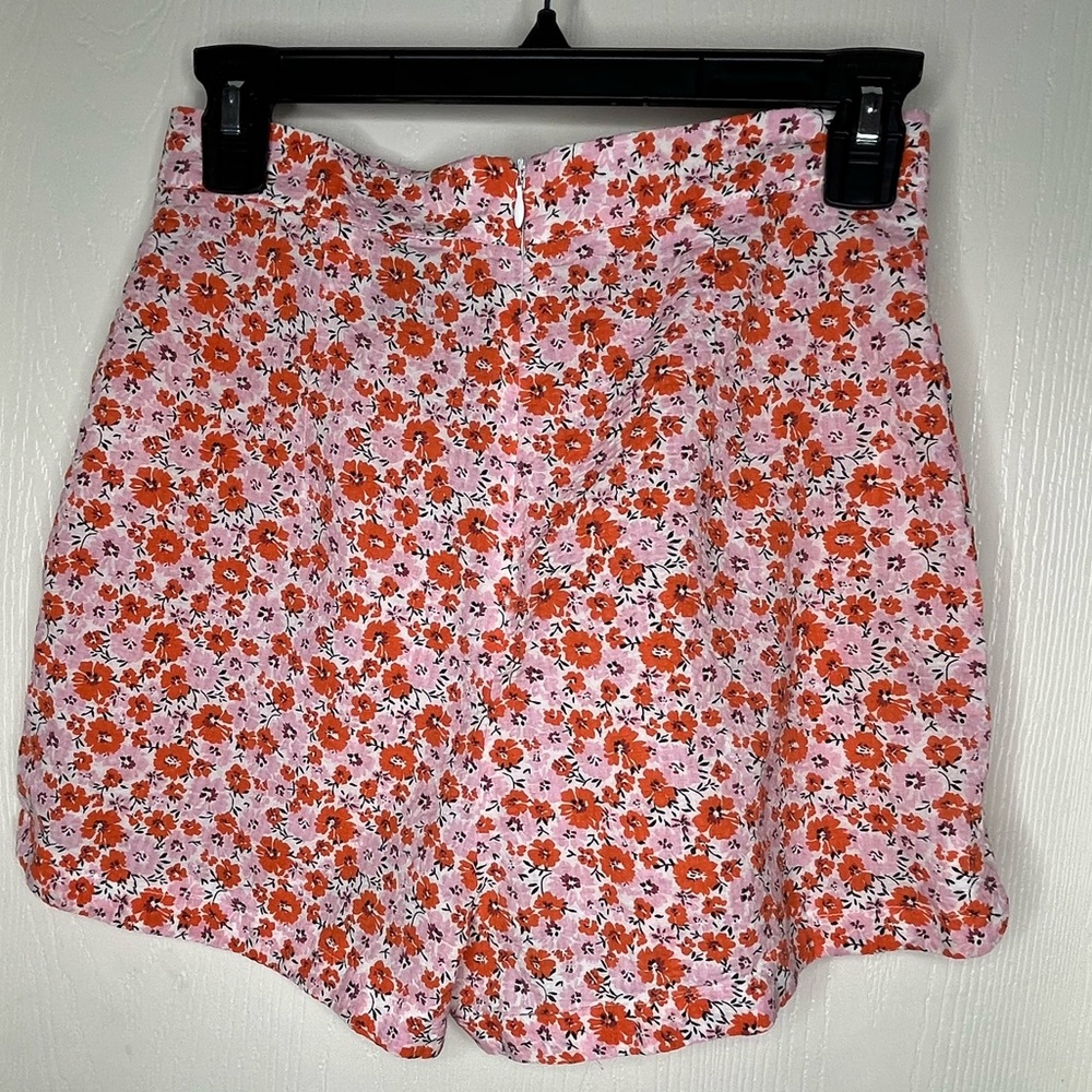 Hello Molly Pink Orange Cotton High Waisted Floral Print Shorts Size 4 - Picture 2 of 7